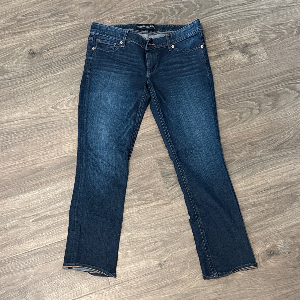 Express Cropped Skinny Lowrise ‘Stella’ Dark Blue Jeans